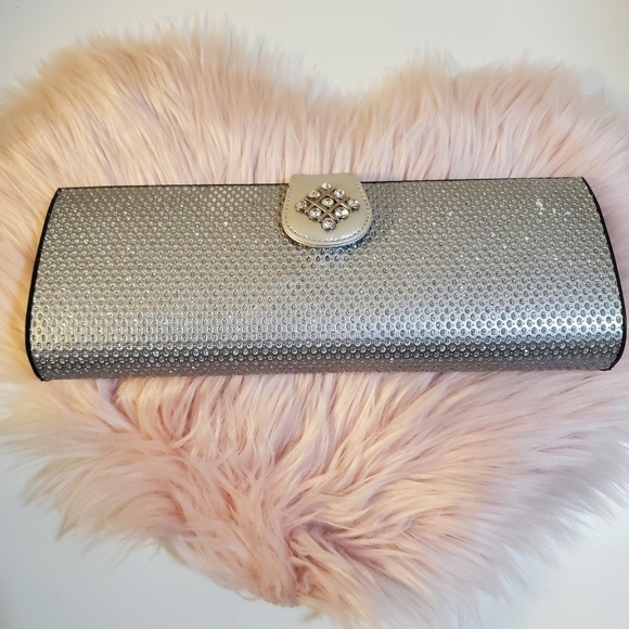 Silver Glitter Formal  satchel Clutch Evening bag - Picture 1 of 10